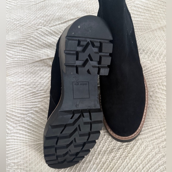 Black Suede Dolce Vita Hawk H2O booties 10m chunky block heel & lug sole - Picture 3 of 5